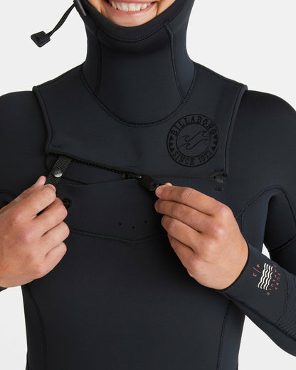 4/3mm Salty Dayz Natural Upcycler GBS Chest Zip Hooded Wetsuit - Black | Billabong