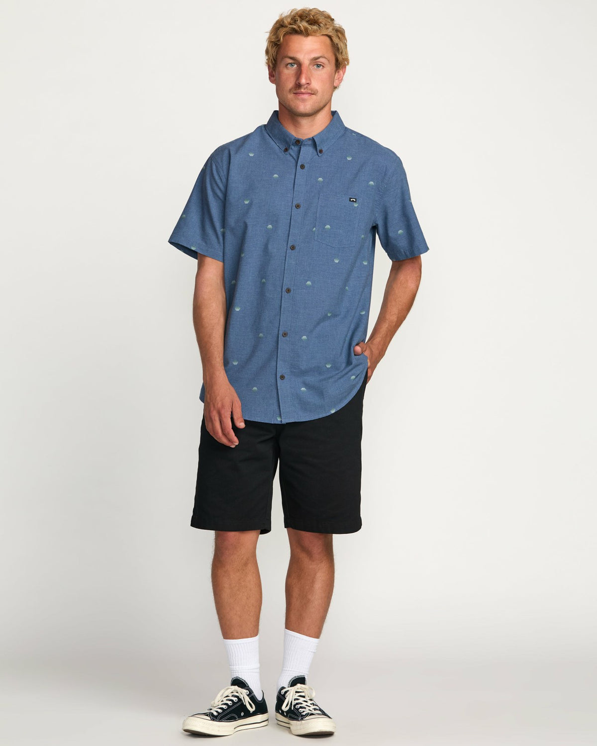 All Day Jacquard Short Sleeve Shirt - Deep Blue | Billabong