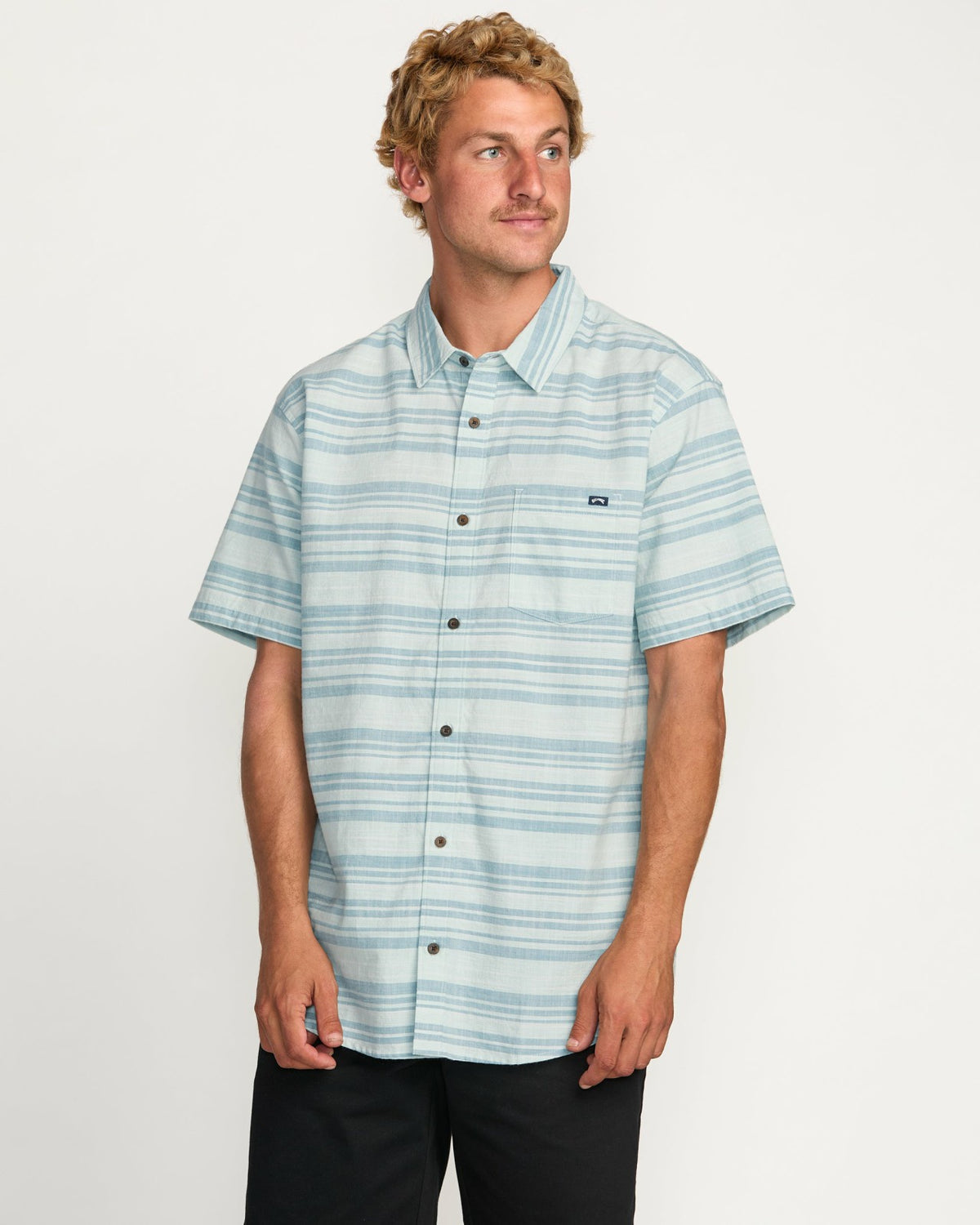 All Day Stripe Short Sleeve Shirt - Ash Blue | Billabong