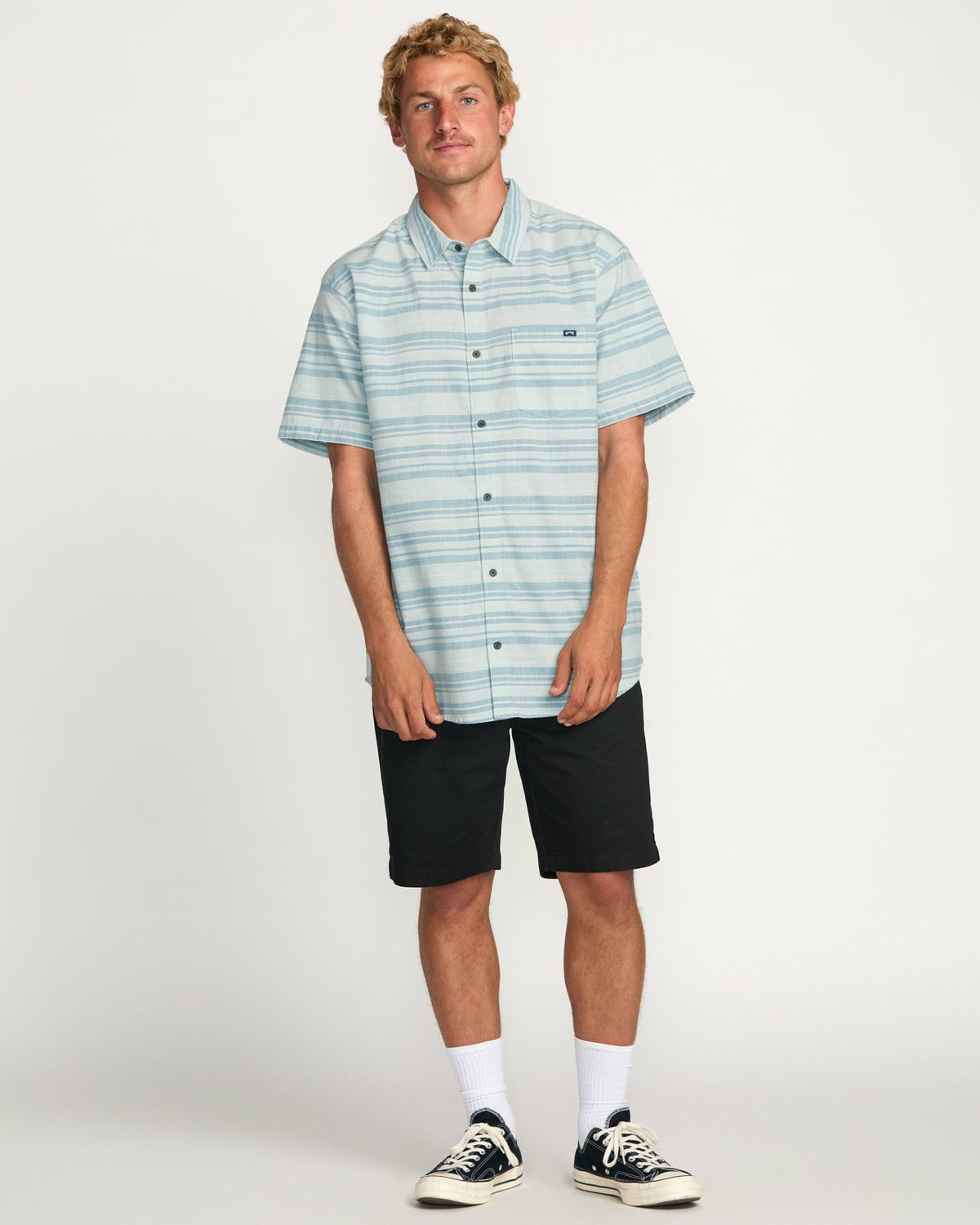 All Day Stripe Short Sleeve Shirt - Ash Blue | Billabong