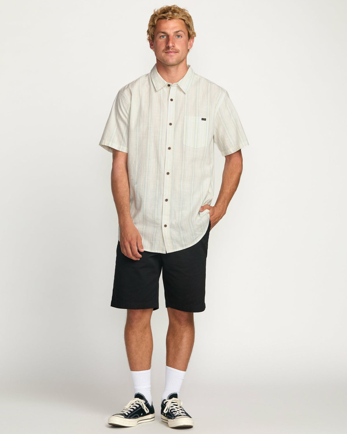 All Day Stripe Short Sleeve Shirt - Off White | Billabong