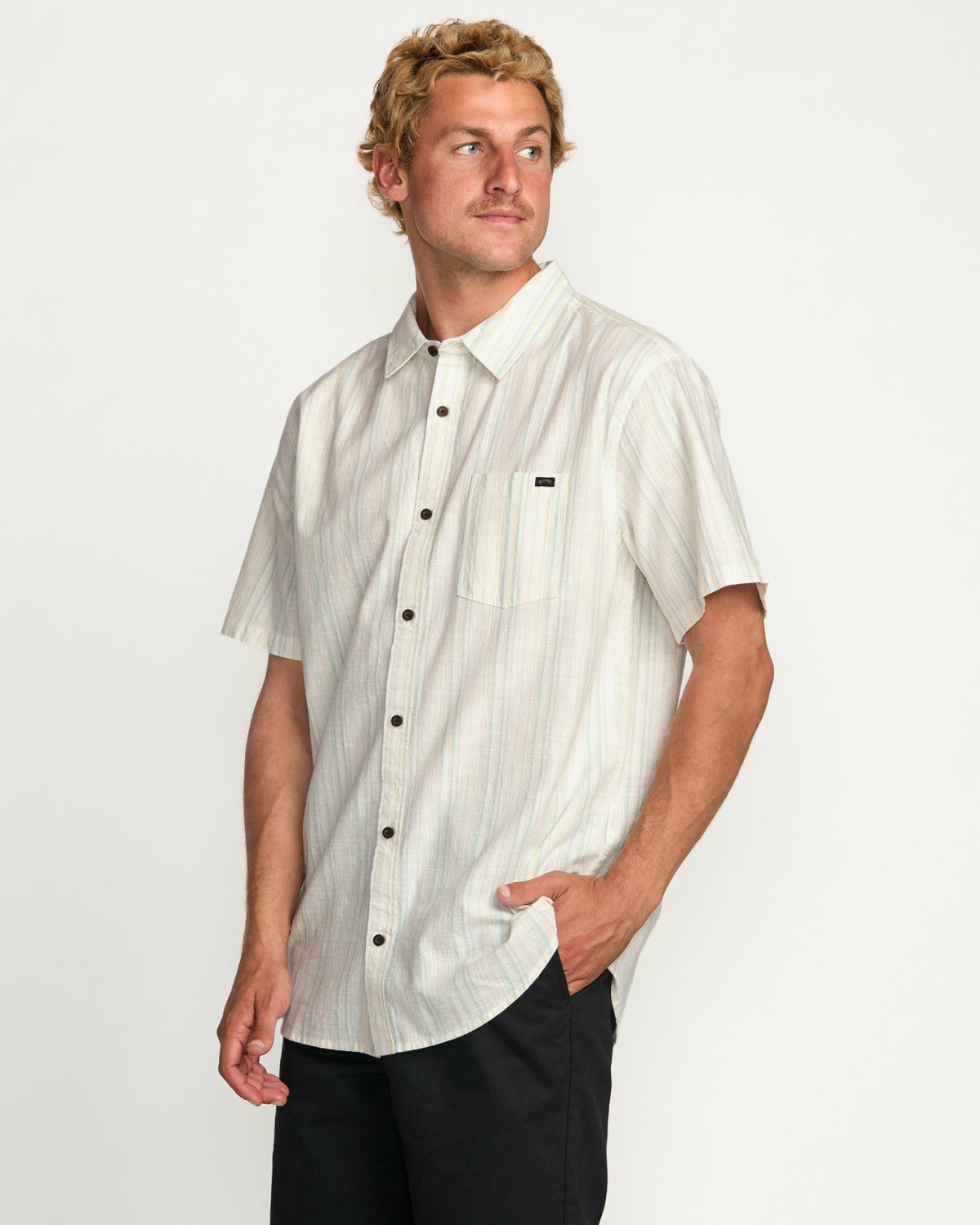 All Day Stripe Short Sleeve Shirt - Off White | Billabong