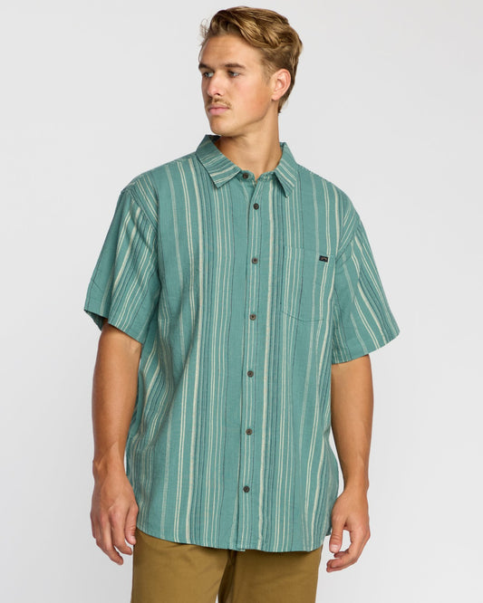 All Day Stripe Short Sleeve Shirt - Sage Green | Billabong