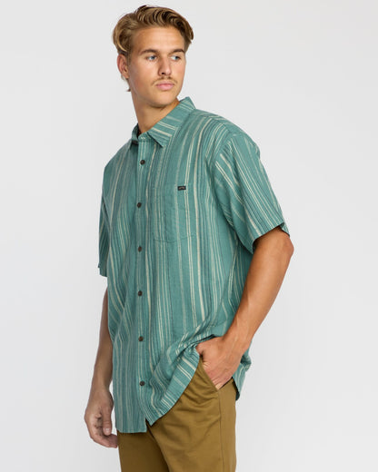 All Day Stripe Short Sleeve Shirt - Sage Green | Billabong