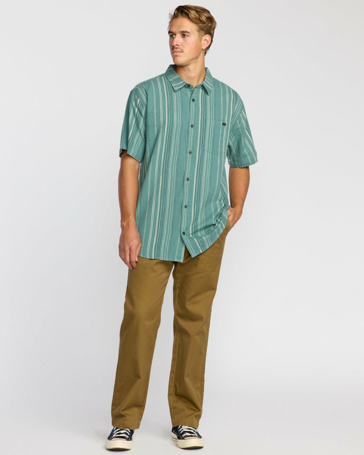 All Day Stripe Short Sleeve Shirt - Sage Green | Billabong