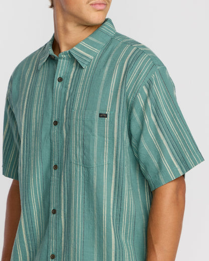 All Day Stripe Short Sleeve Shirt - Sage Green | Billabong