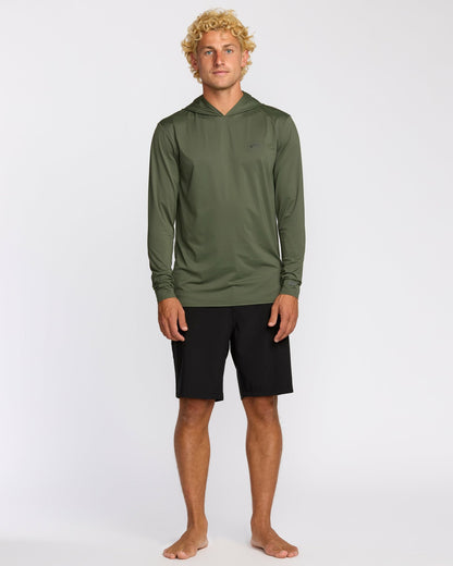 Arch Mesh Long Sleeve Hooded Surf Tee - Dark Military | Billabong