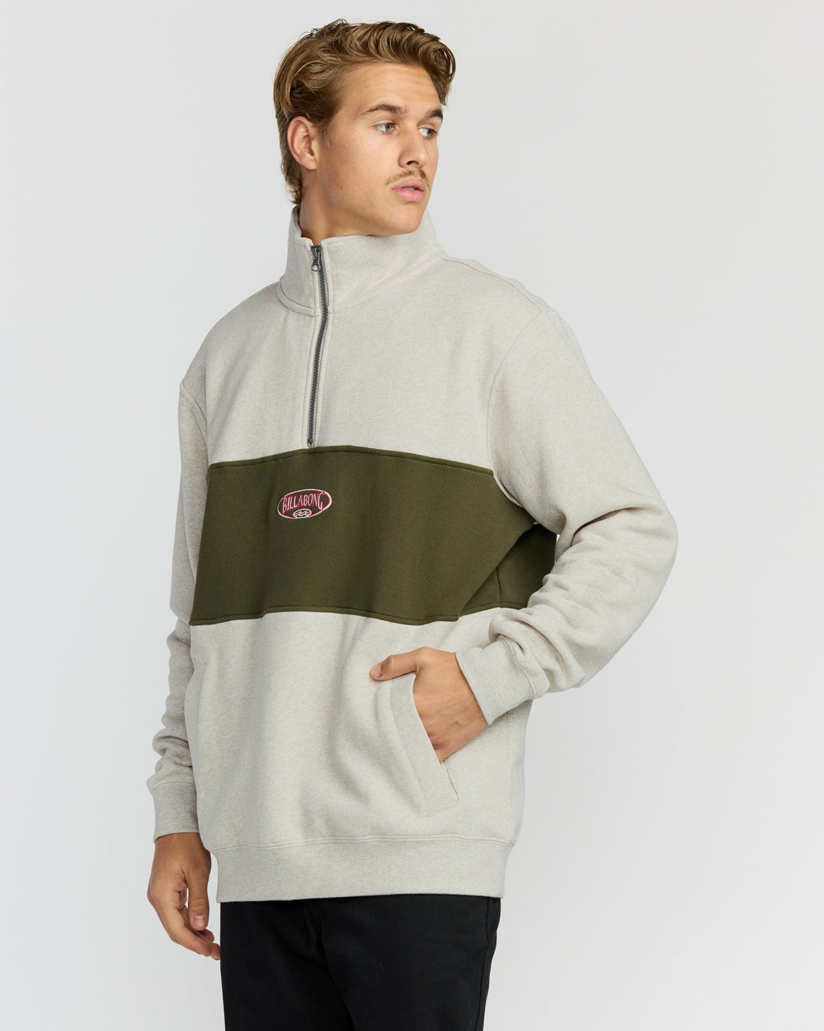 Bad Dog 3/4 Zip Mockneck Sweatshirt - Sand Htr | Billabong