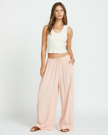 Beach Babe Cargo Elastic Waist Pants - Dusty Peach | Billabong