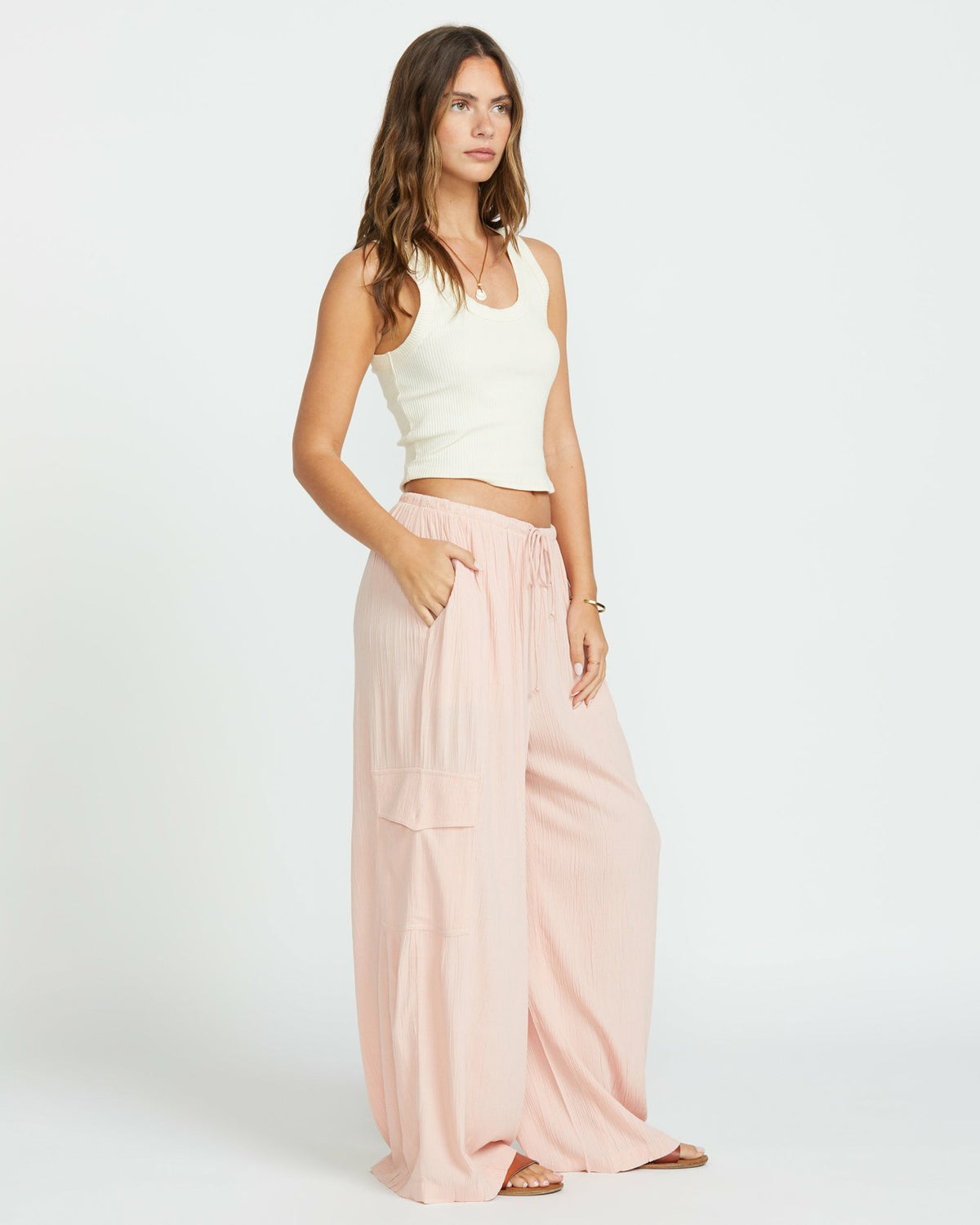 Beach Babe Cargo Elastic Waist Pants - Dusty Peach | Billabong