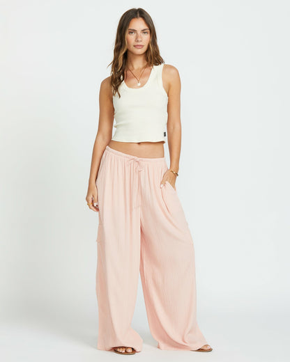 Beach Babe Cargo Elastic Waist Pants - Dusty Peach | Billabong