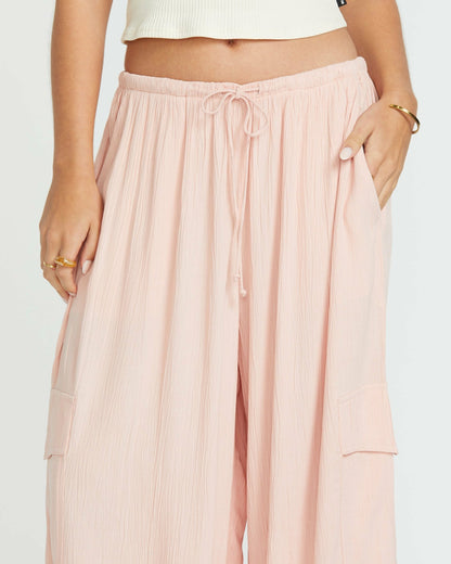 Beach Babe Cargo Elastic Waist Pants - Dusty Peach | Billabong