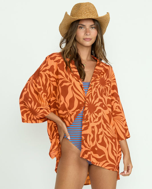 Beach Side Printed Short Sleeve Shirt - Orange Squeeze | Billabong