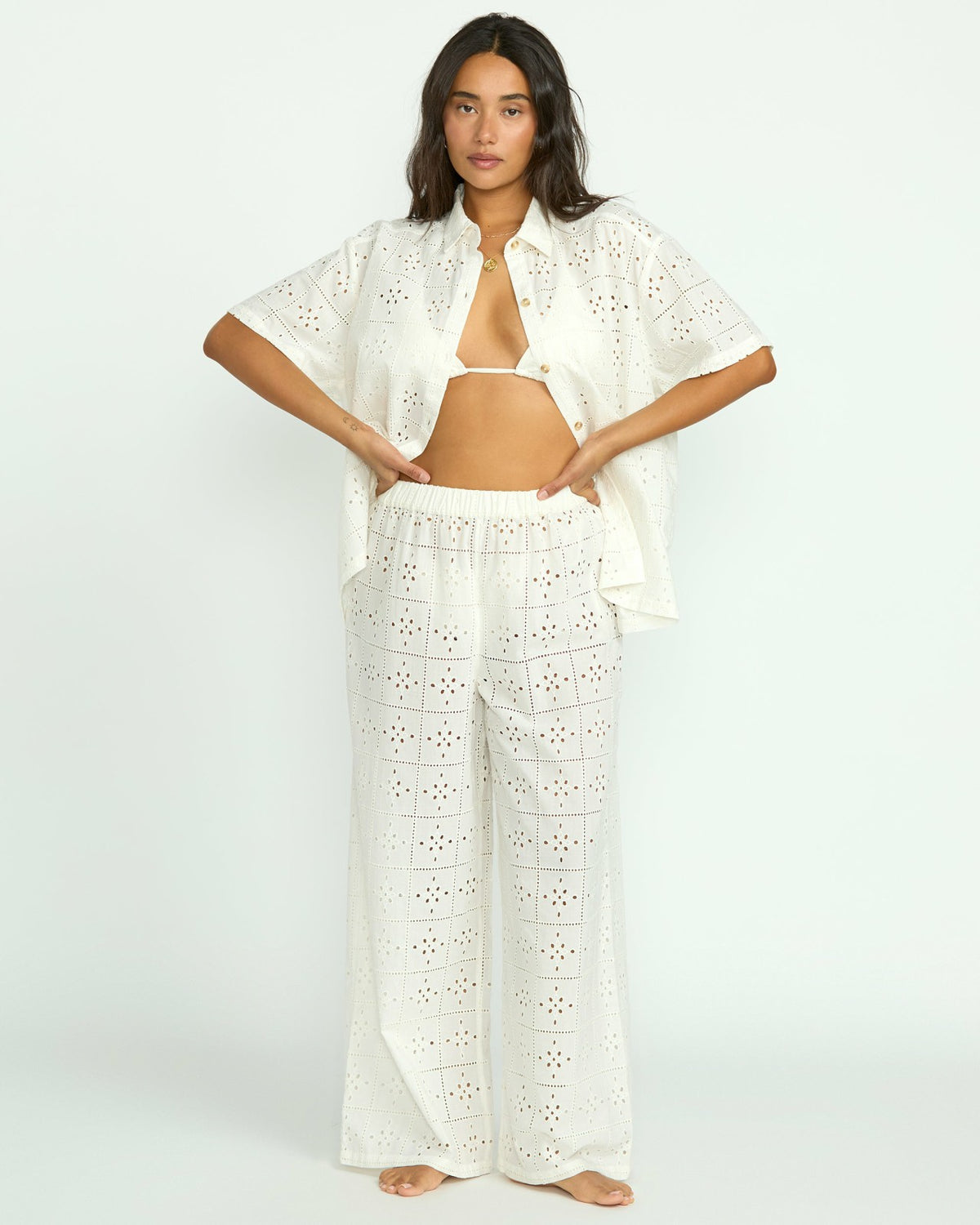 Eyelet Crush Beach Coverup Pants - Salt Crystal | Billabong