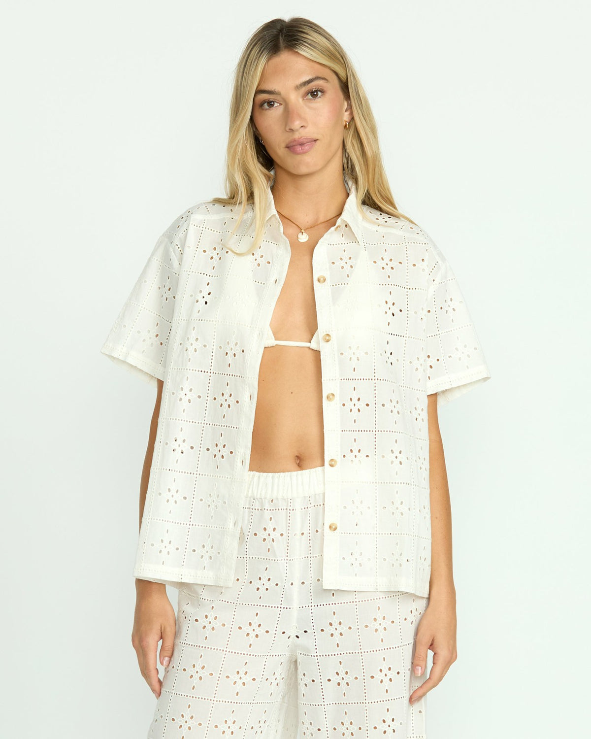 Eyelet Crush Beach Coverup Top - Salt Crystal | Billabong