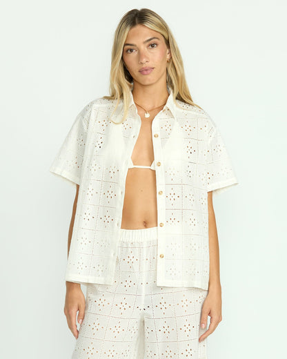 Eyelet Crush Beach Coverup Top - Salt Crystal | Billabong