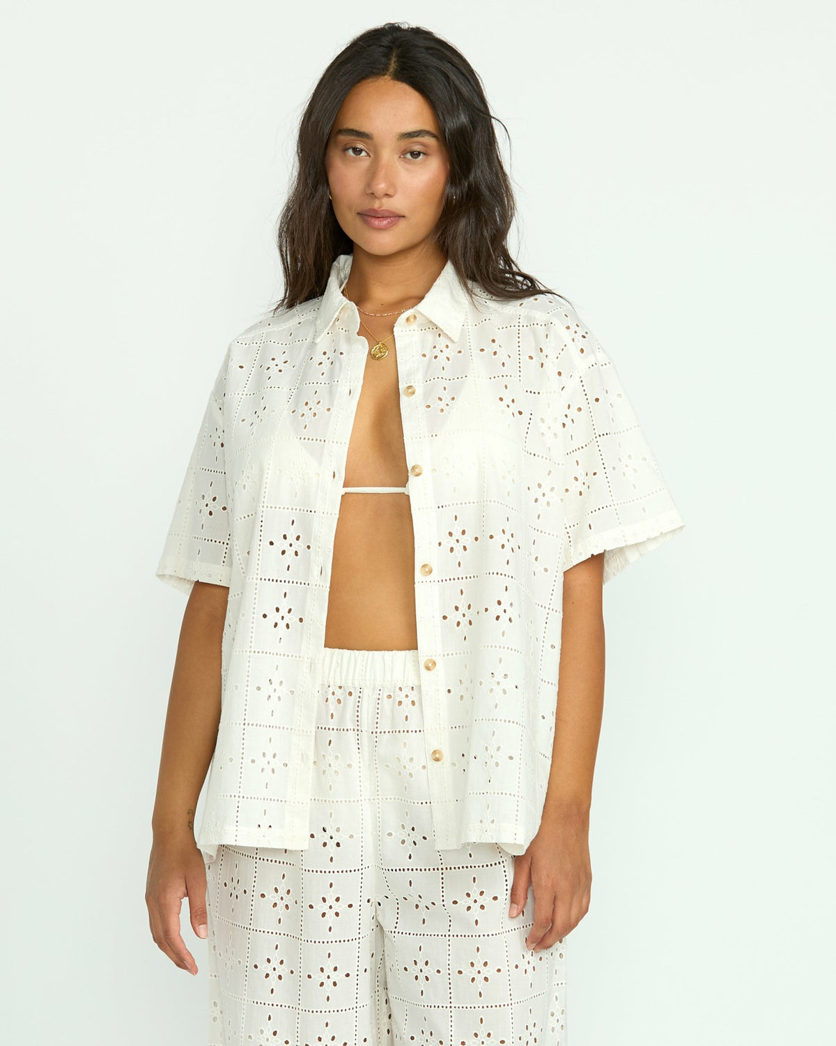 Eyelet Crush Beach Coverup Top - Salt Crystal | Billabong