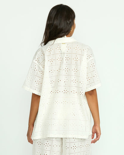 Eyelet Crush Beach Coverup Top - Salt Crystal | Billabong