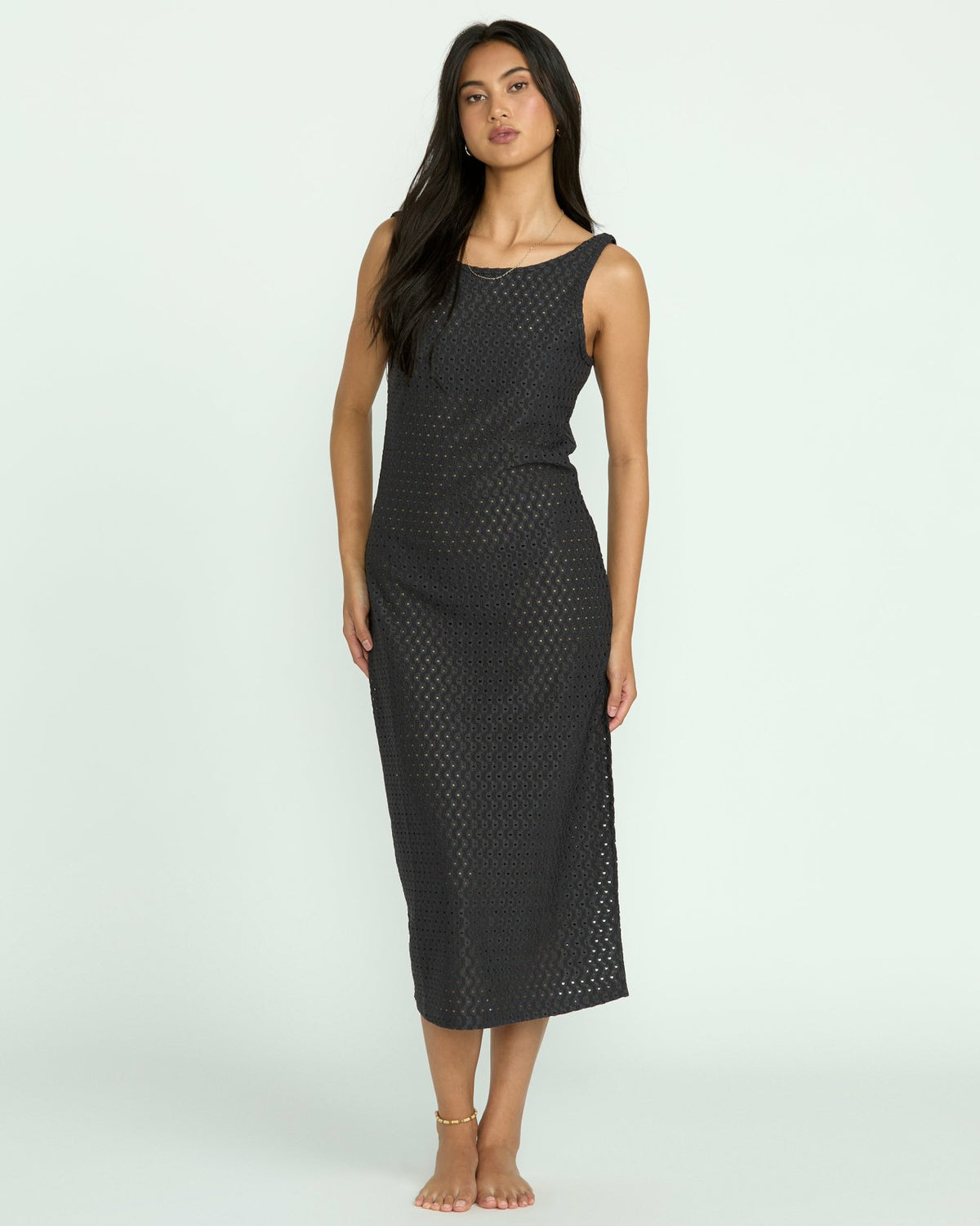 Eyelet Sun Midi Dress Beach Coverup - Off Black | Billabong
