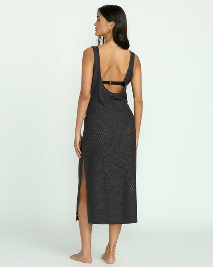 Eyelet Sun Midi Dress Beach Coverup - Off Black | Billabong