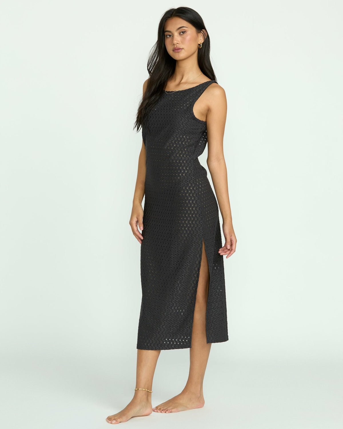 Eyelet Sun Midi Dress Beach Coverup - Off Black | Billabong