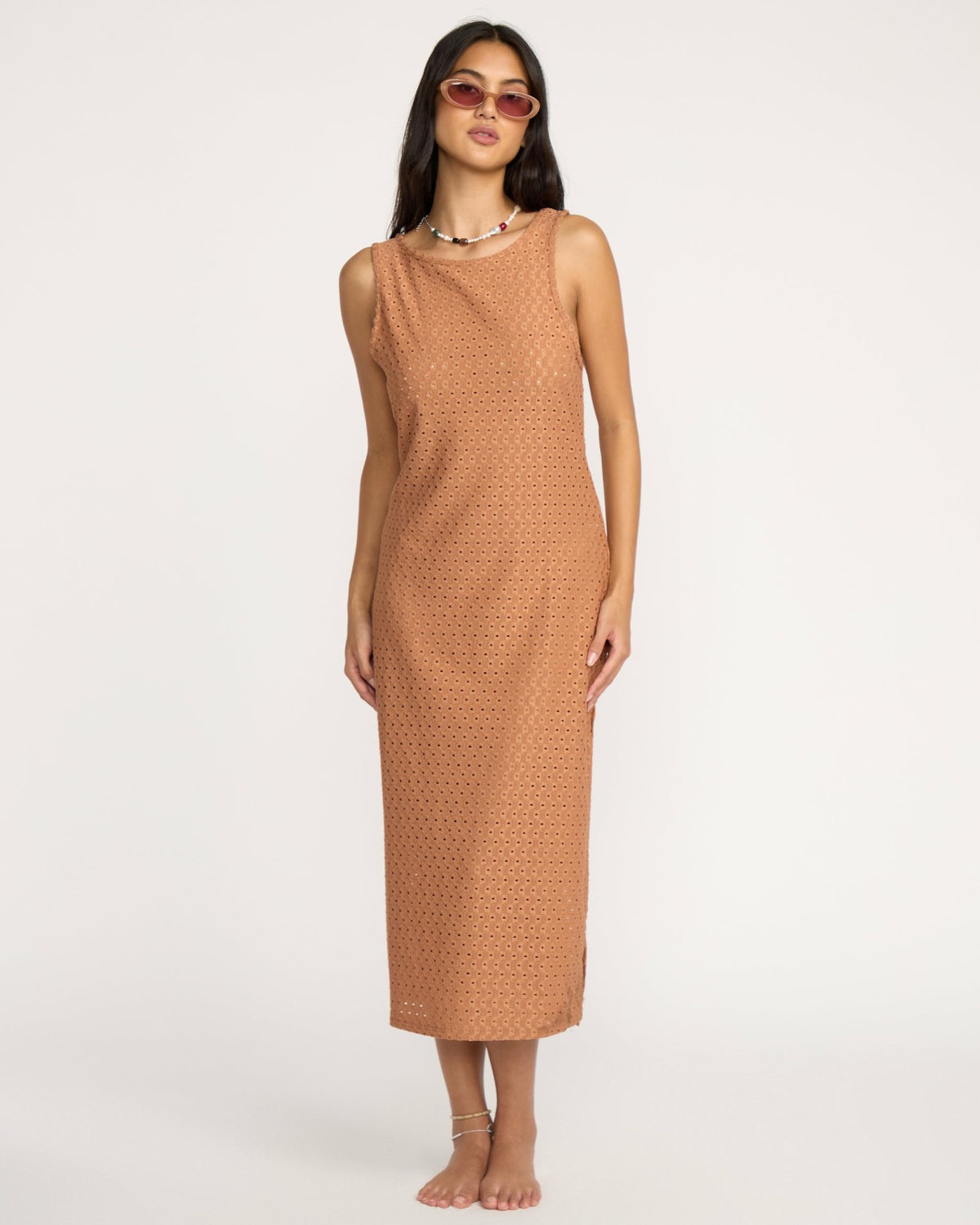 Eyelet Sun Midi Dress Beach Coverup - Rose Brown | Billabong