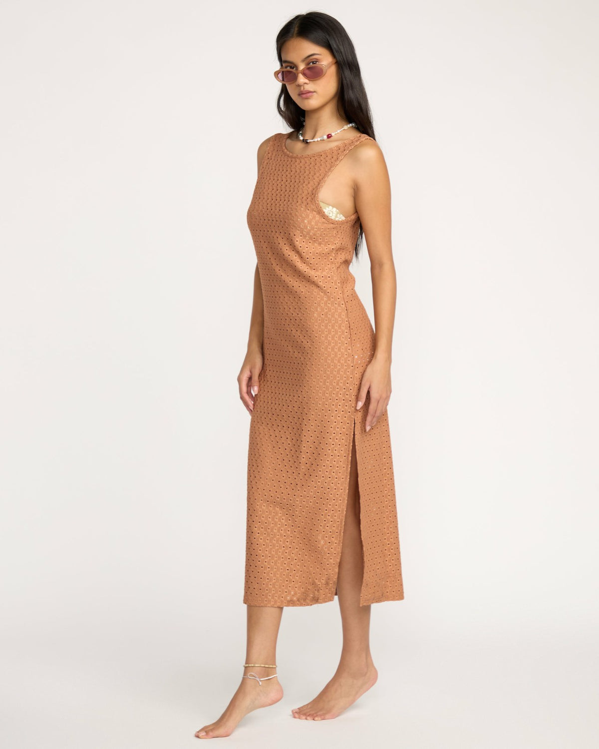 Eyelet Sun Midi Dress Beach Coverup - Rose Brown | Billabong