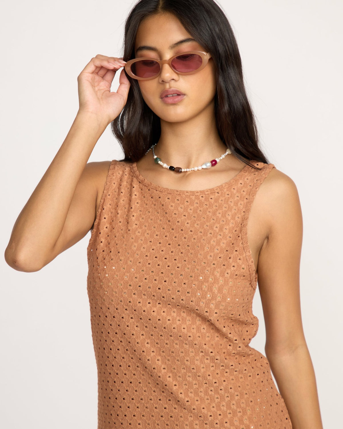 Eyelet Sun Midi Dress Beach Coverup - Rose Brown | Billabong