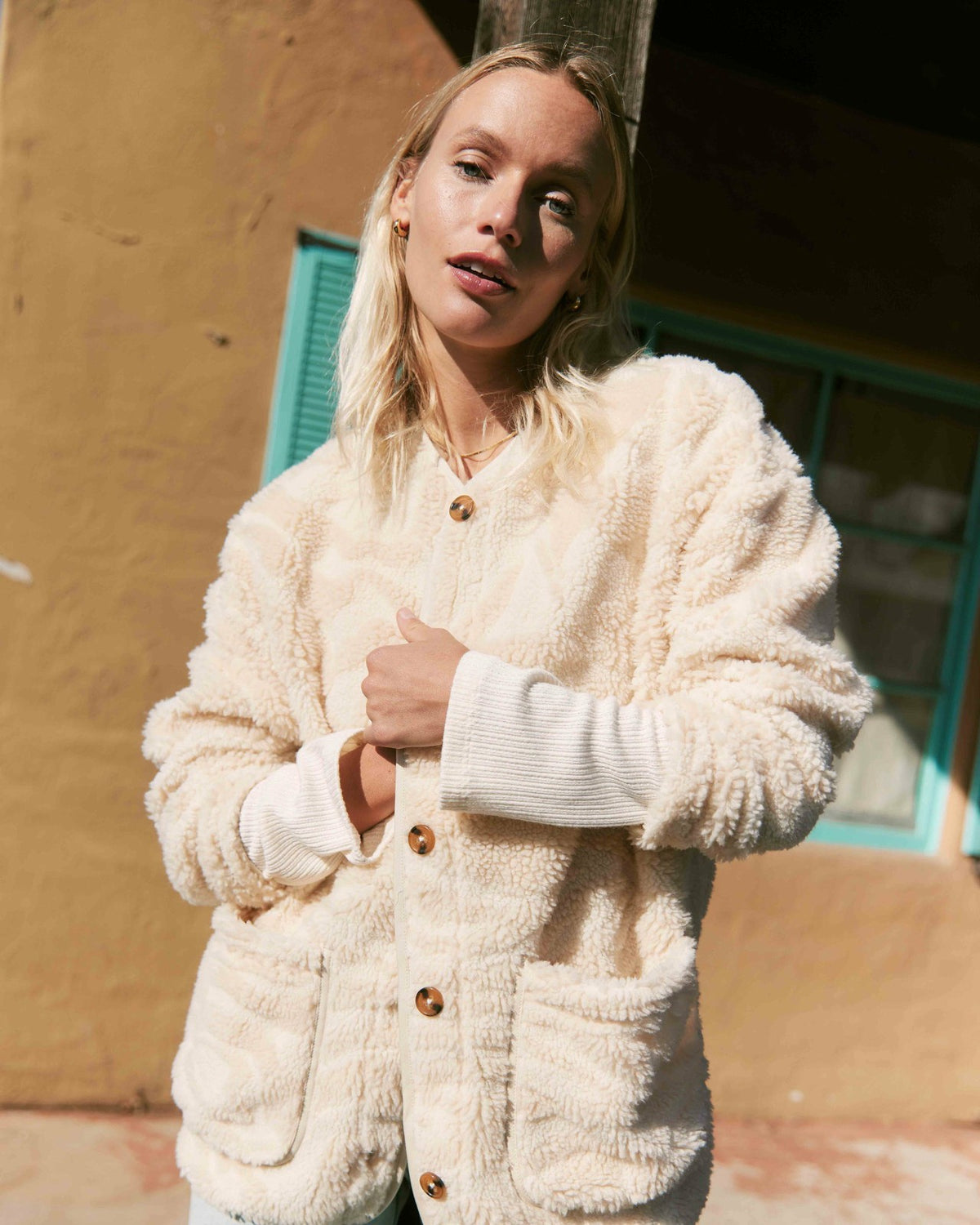 Fireside Cozy Buttoned Fleece Jacket - White Cap | Billabong