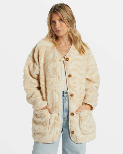 Fireside Cozy Buttoned Fleece Jacket - White Cap | Billabong