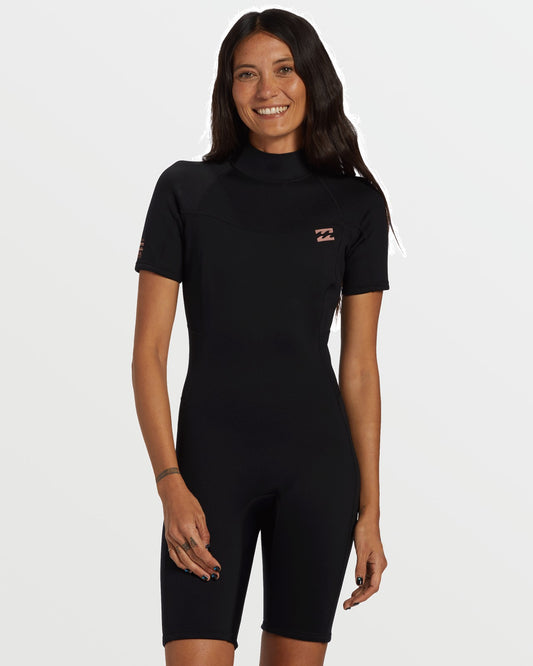 Foil Flatlock Short Sleeve Springsuit - Black | Billabong