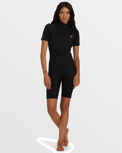 Foil Flatlock Short Sleeve Springsuit - Black | Billabong