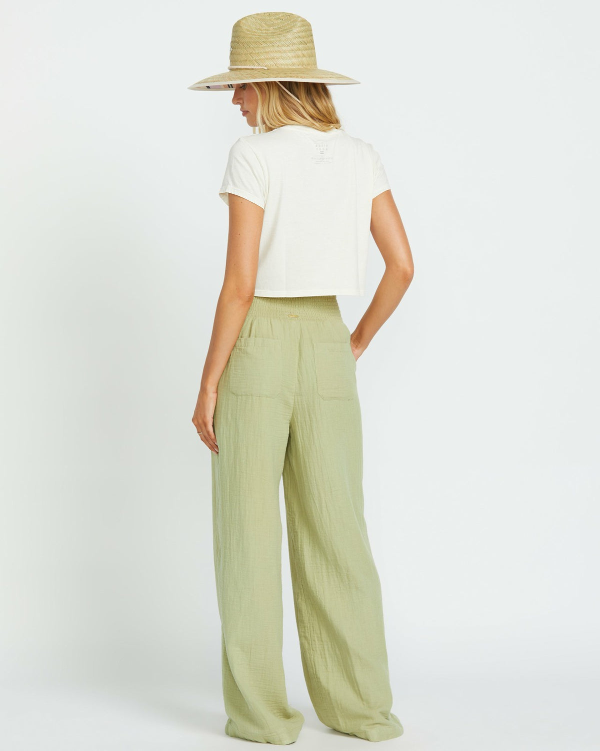 New Waves Gauze Elastic Waist Pants - Avocado | Billabong