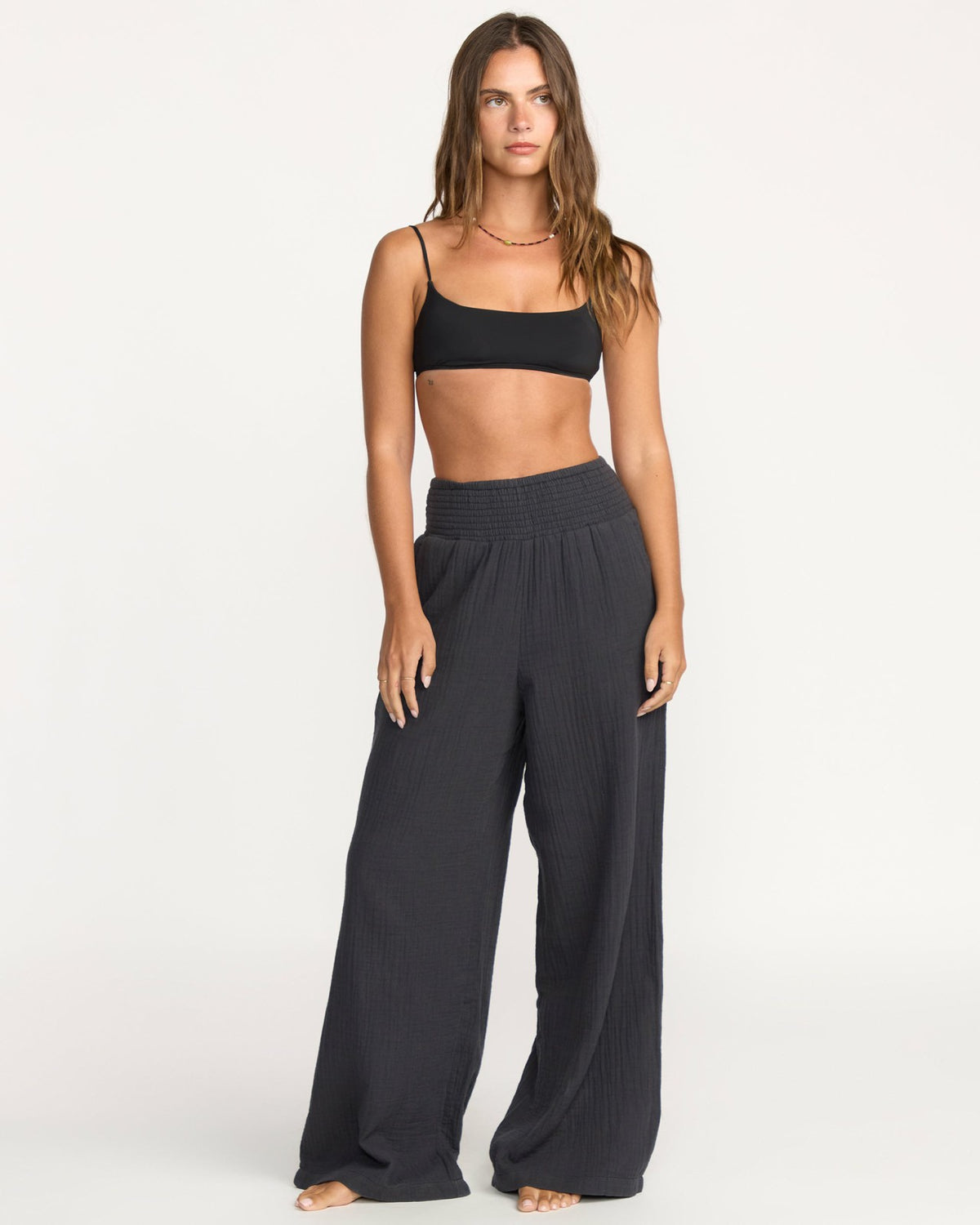 New Waves Gauze Elastic Waist Pants - Black Sands | Billabong