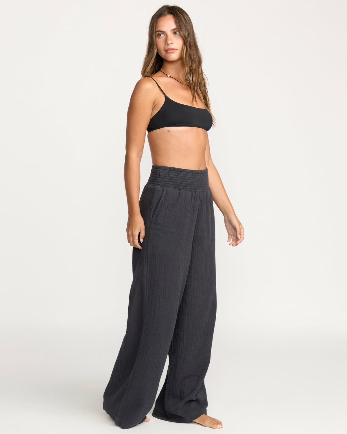 New Waves Gauze Elastic Waist Pants - Black Sands | Billabong