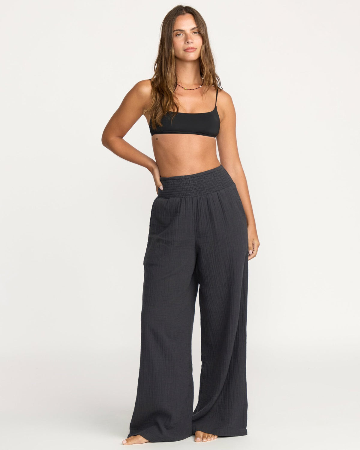 New Waves Gauze Elastic Waist Pants - Black Sands | Billabong