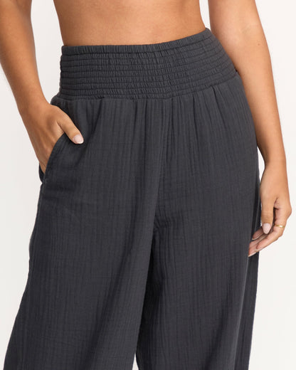 New Waves Gauze Elastic Waist Pants - Black Sands | Billabong