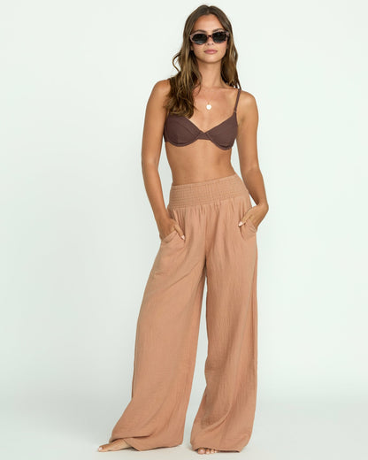 New Waves Gauze Elastic Waist Pants - Rose Brown | Billabong