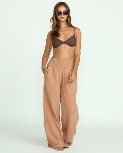 New Waves Gauze Elastic Waist Pants - Rose Brown | Billabong