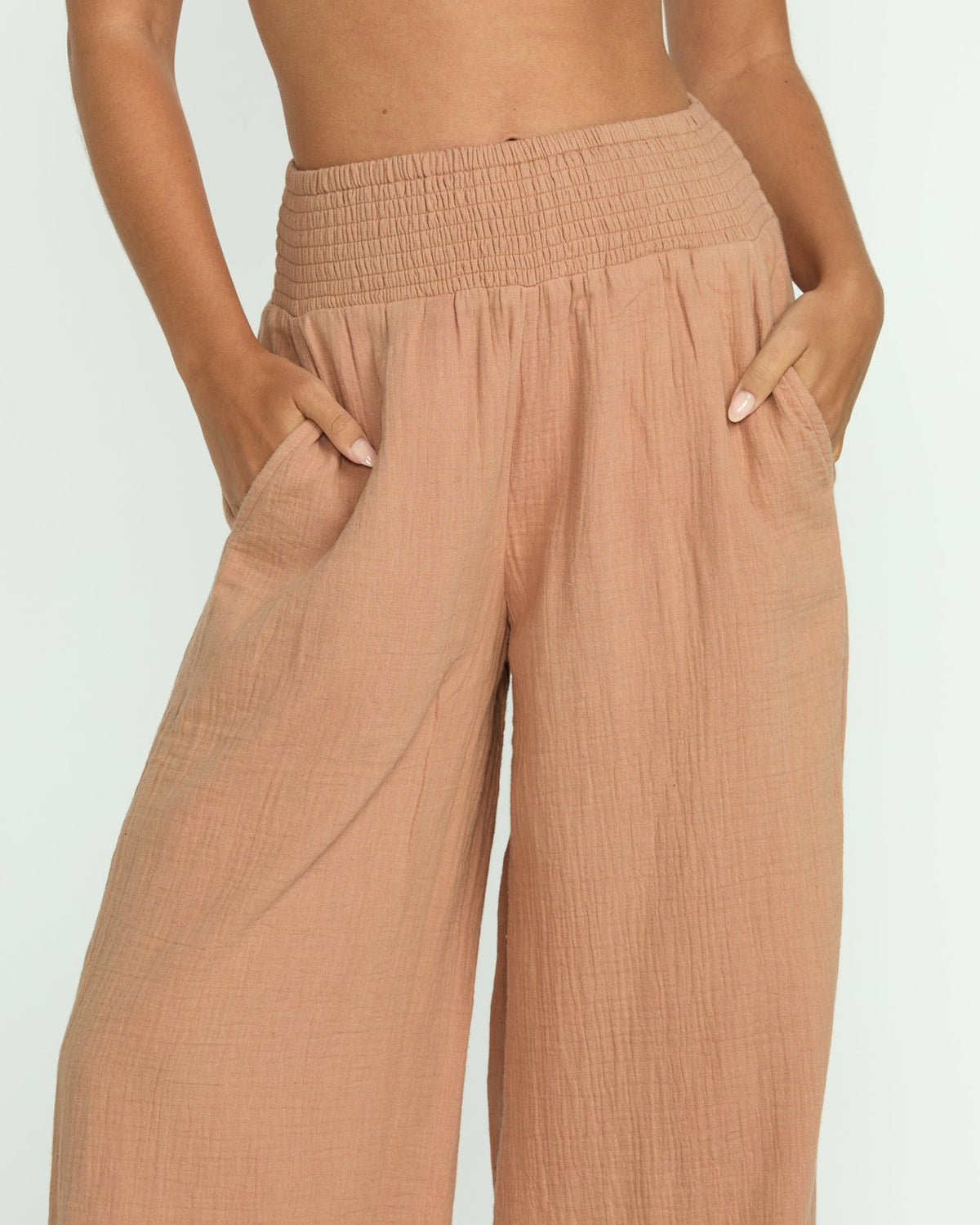 New Waves Gauze Elastic Waist Pants - Rose Brown | Billabong
