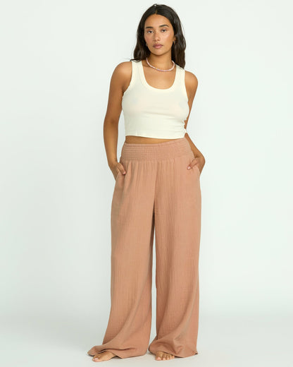 New Waves Gauze Elastic Waist Pants - Rose Brown | Billabong