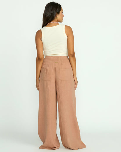 New Waves Gauze Elastic Waist Pants - Rose Brown | Billabong