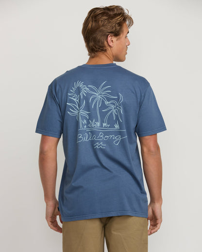 Palms In The Sun Premium Wave Wash Tee - Slate Blue | Billabong