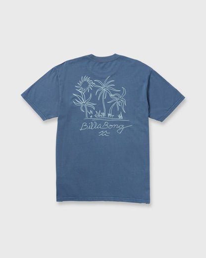 Palms In The Sun Premium Wave Wash Tee - Slate Blue | Billabong