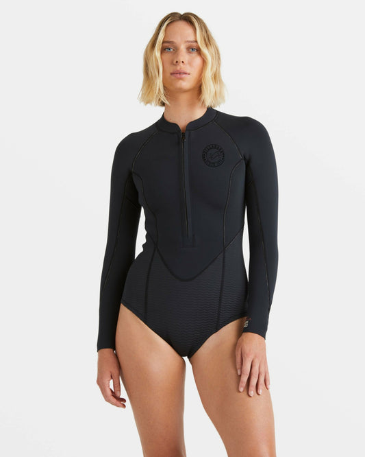 Salty Dayz Natural Flatlock Long Sleeve Springsuit - Black | Billabong
