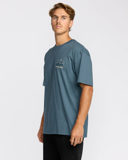 Split The Peak Regular Short Sleeve T-Shirt - Steel Blue | Billabong