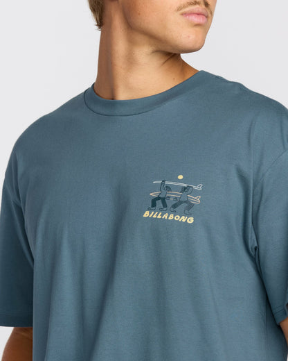 Split The Peak Regular Short Sleeve T-Shirt - Steel Blue | Billabong