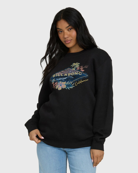 Surfing Solo California Crewneck Sweatshirt - Black | Billabong