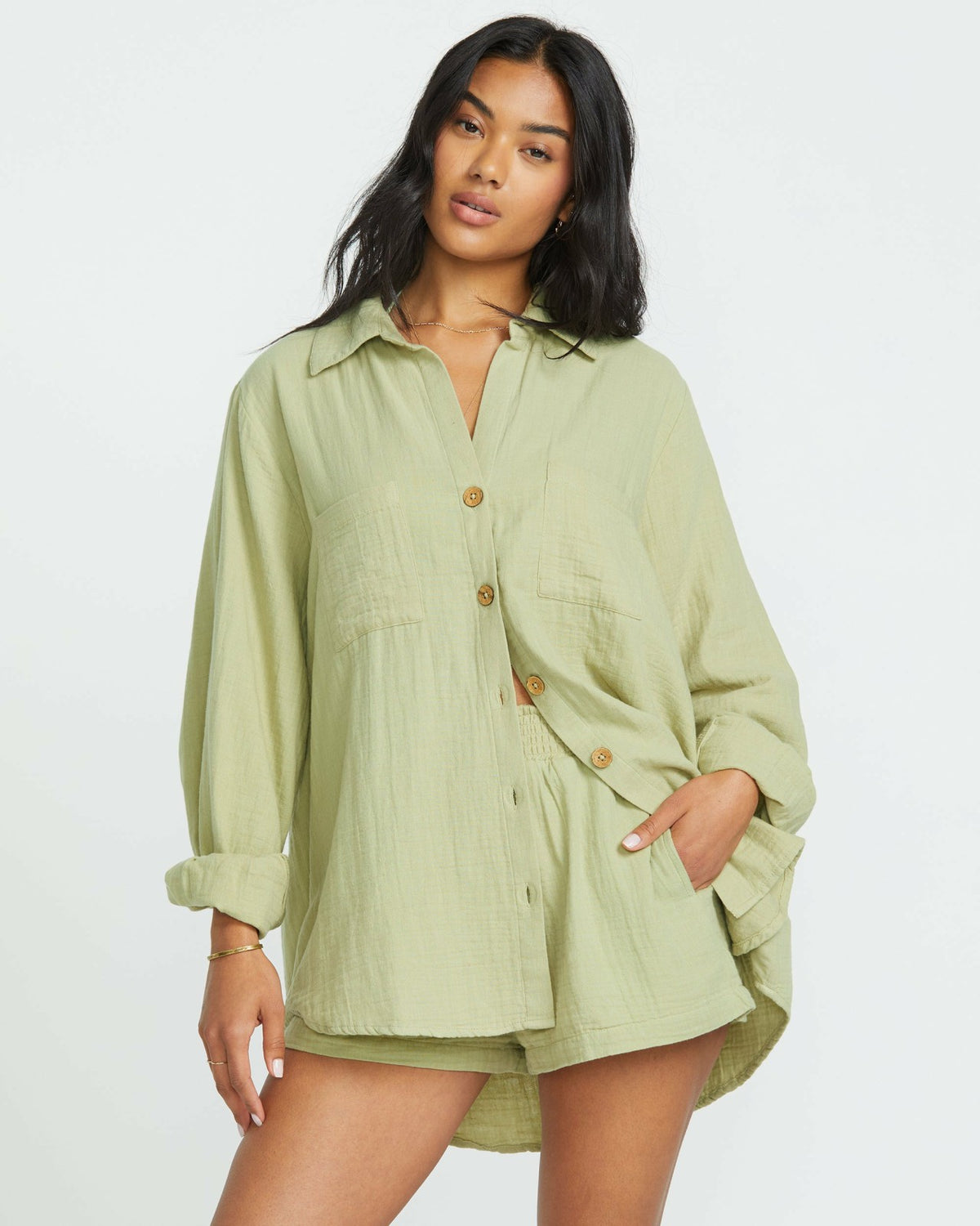 Sweet Swell Long Sleeve Shirt - Avocado | Billabong