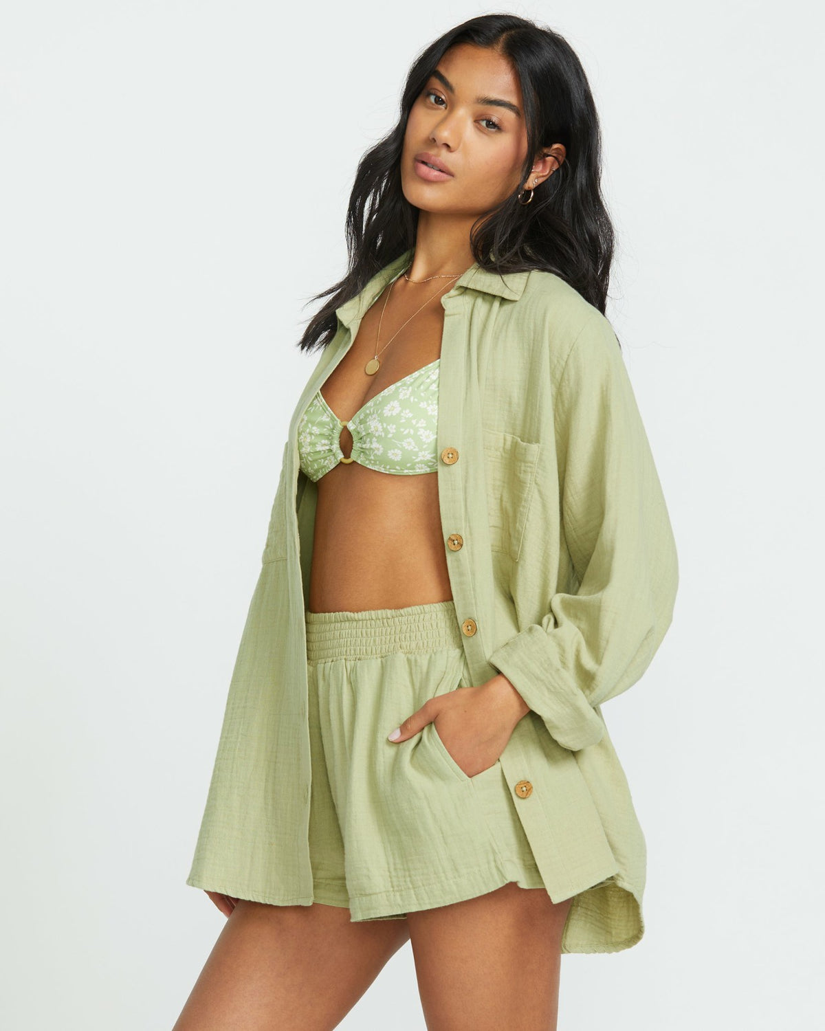 Sweet Swell Long Sleeve Shirt - Avocado | Billabong